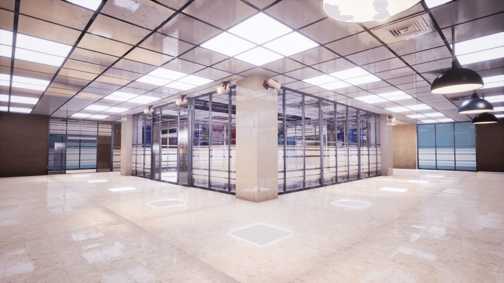 An image showing Modular Glass Building asset pack, created with Unreal Engine.