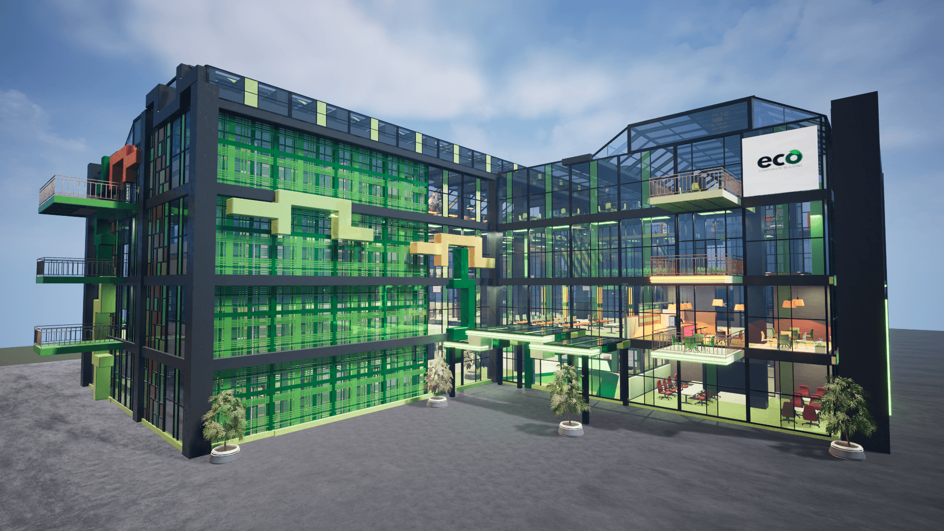 An image showing Eco Corporate Building asset pack, created with Unreal Engine
