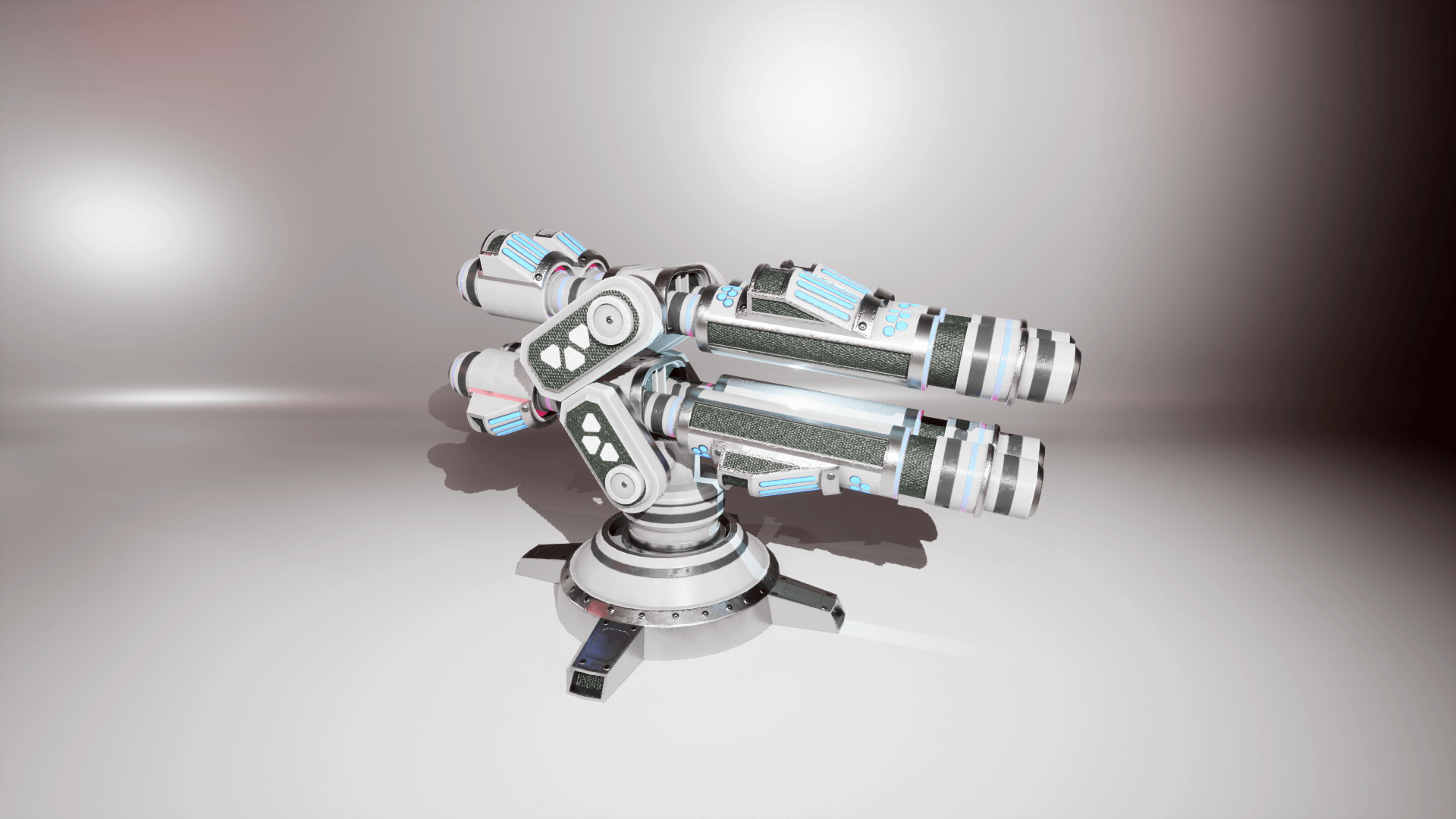 An image showing the SciFi Turrets 2. asset pack, created with Unreal Engine