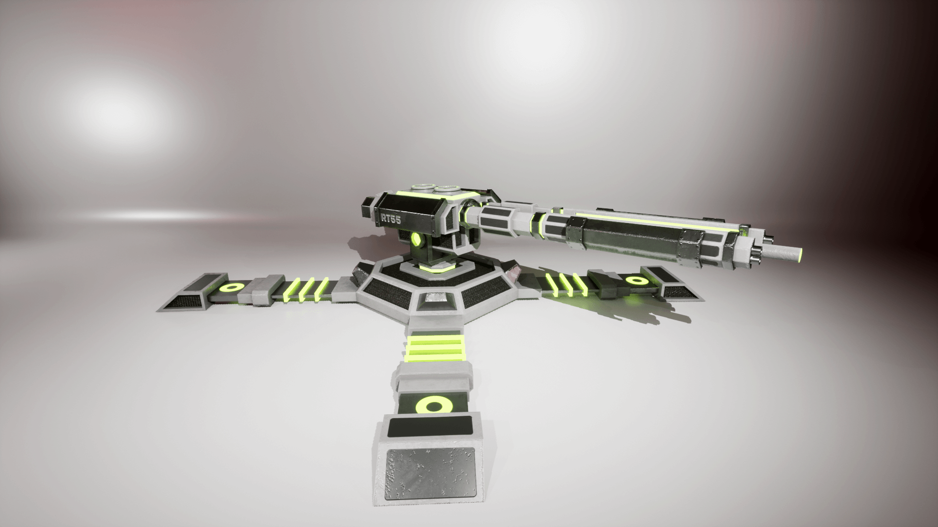 An image showing the SciFi Turrets 2. asset pack, created with Unreal Engine