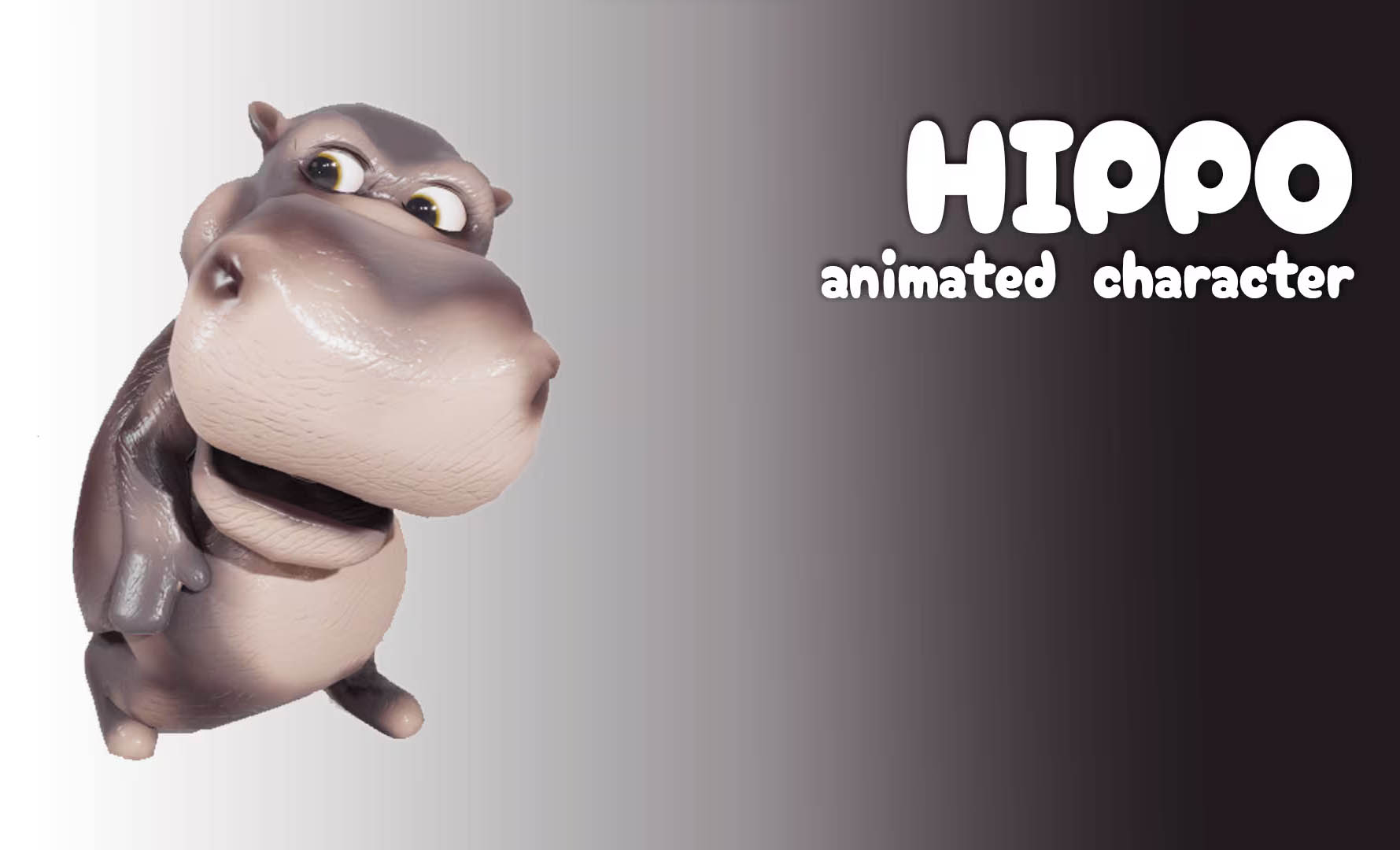 An image showing the Animated Hippo Model, created with Unreal Engine