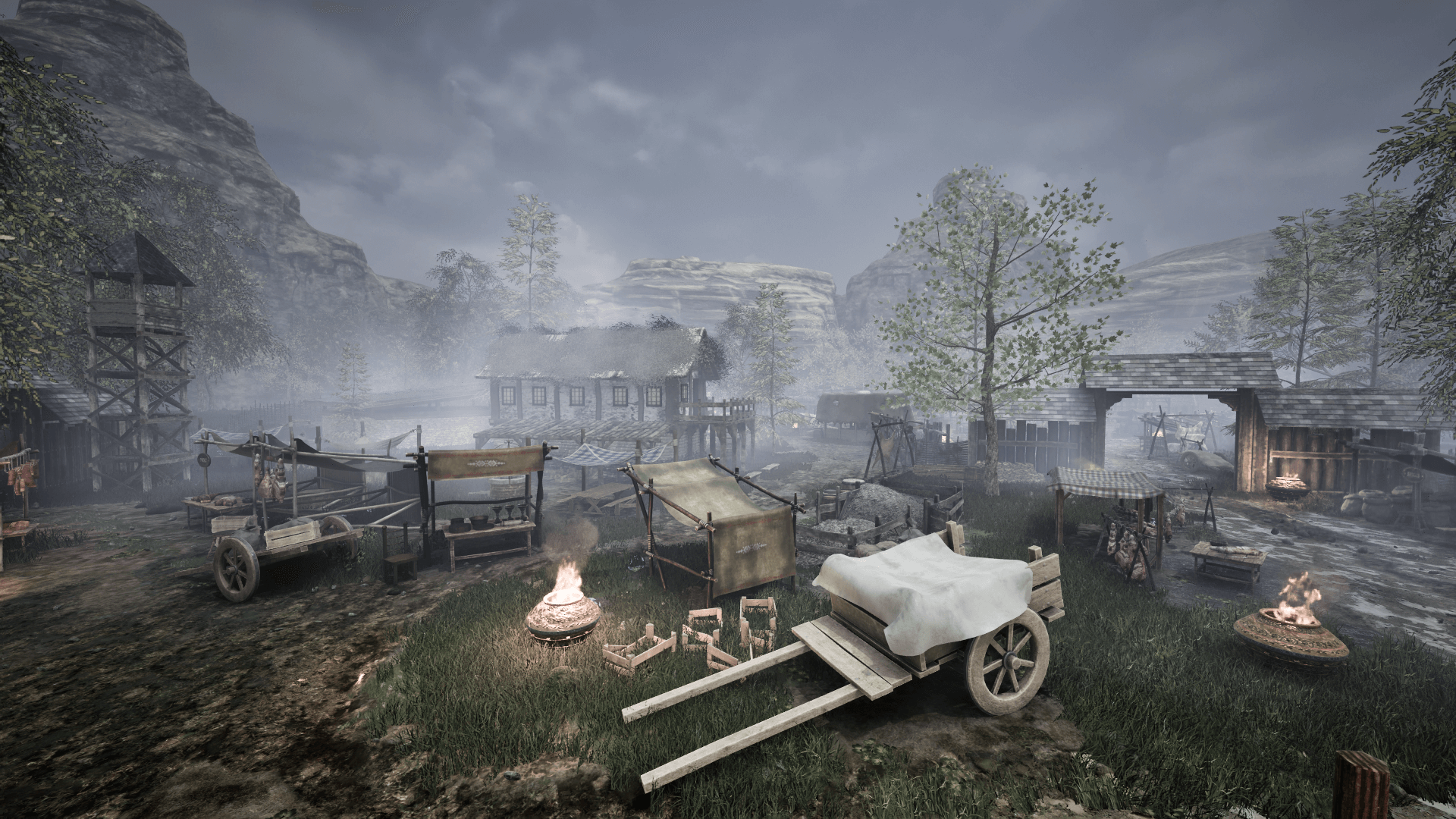 An image showing the Medieval Market, created with Unreal Engine.