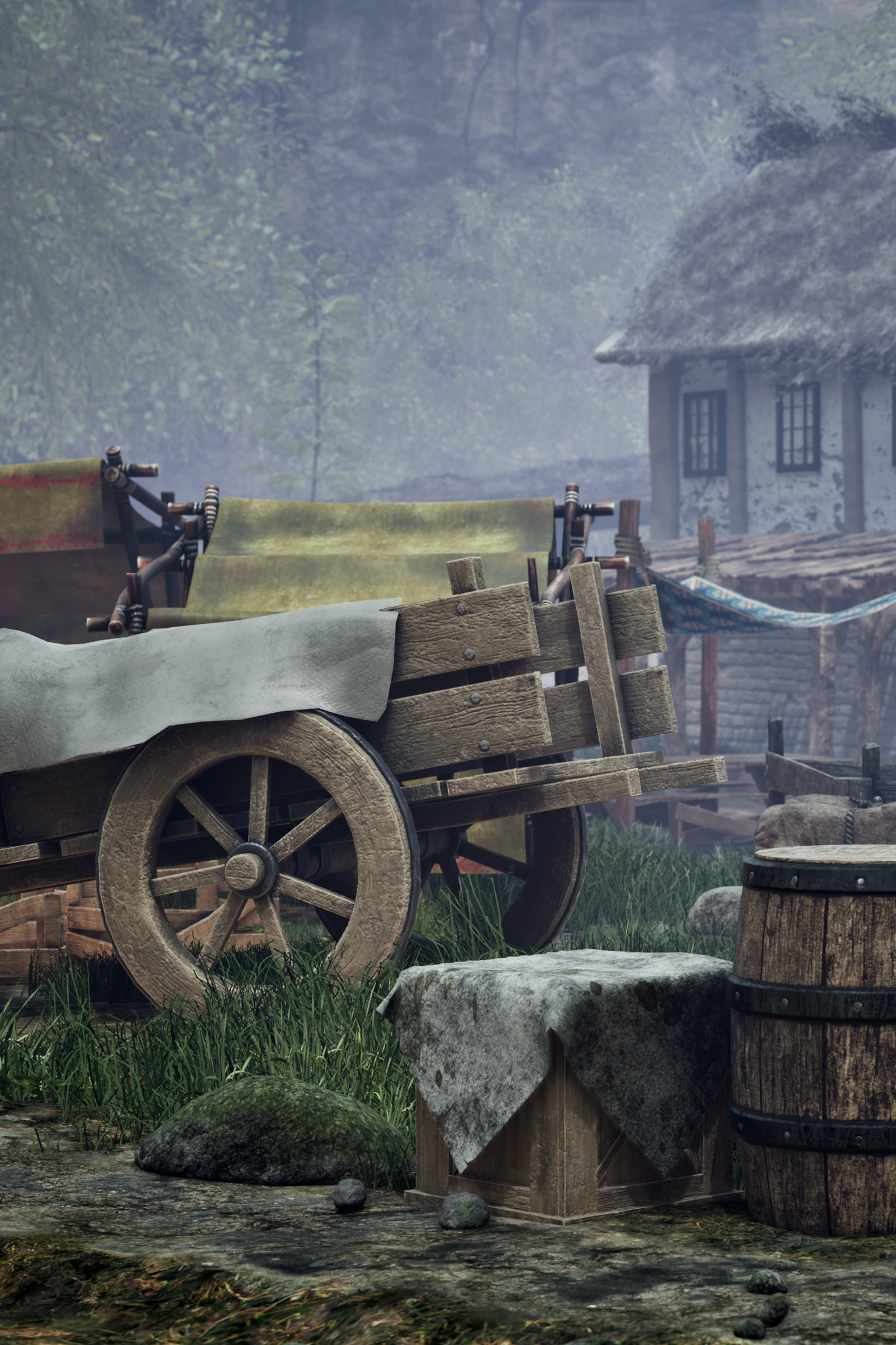 Dexsoft Games: Game Assets and 3D Environment Solutions An image showing the Medieval Market asset pack.